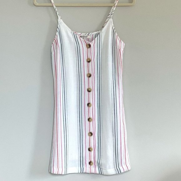 RIP CURL dress mini like new striped white pink summer XS - Picture 2 of 5